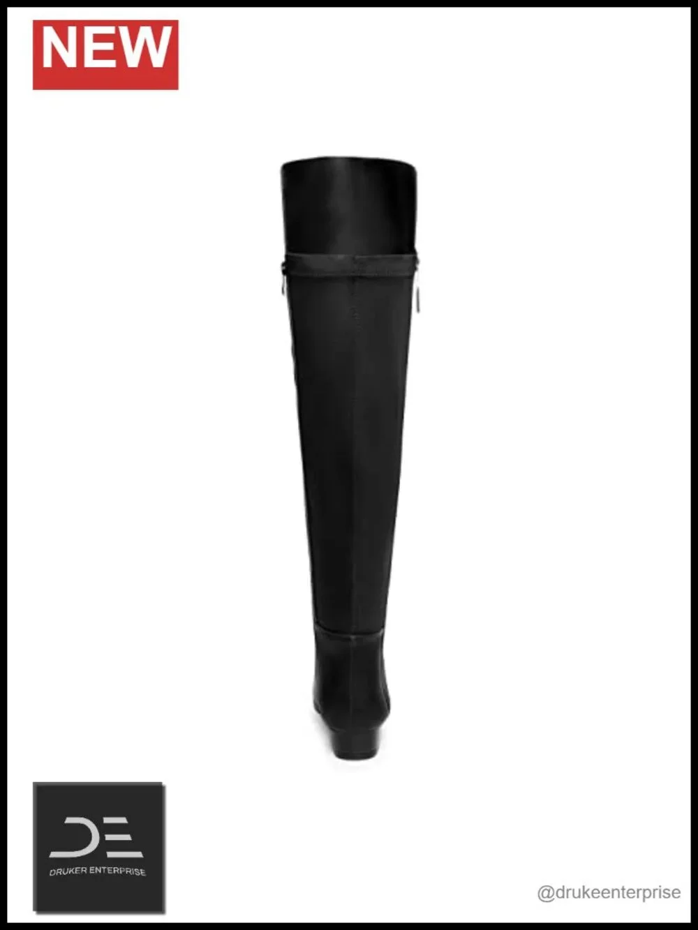 Over the Knee Boots Faux Leather Chunky Heel 17.5